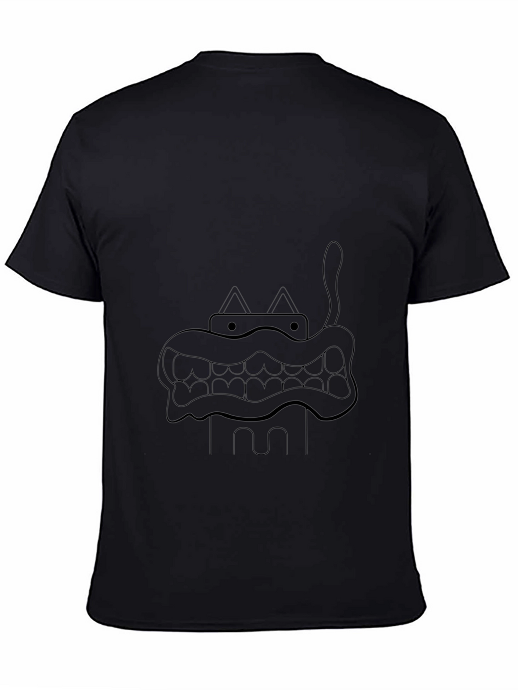 Cartoon Monster Graphic Tee - Black Cotton Blend
