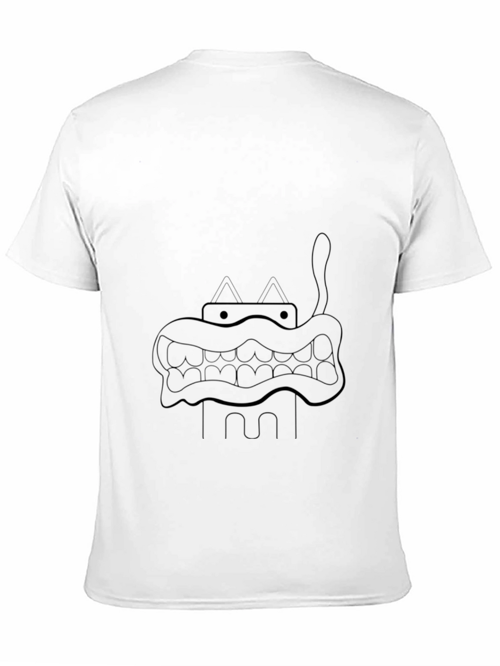 Cartoon Monster Graphic Tee - Black Cotton Blend