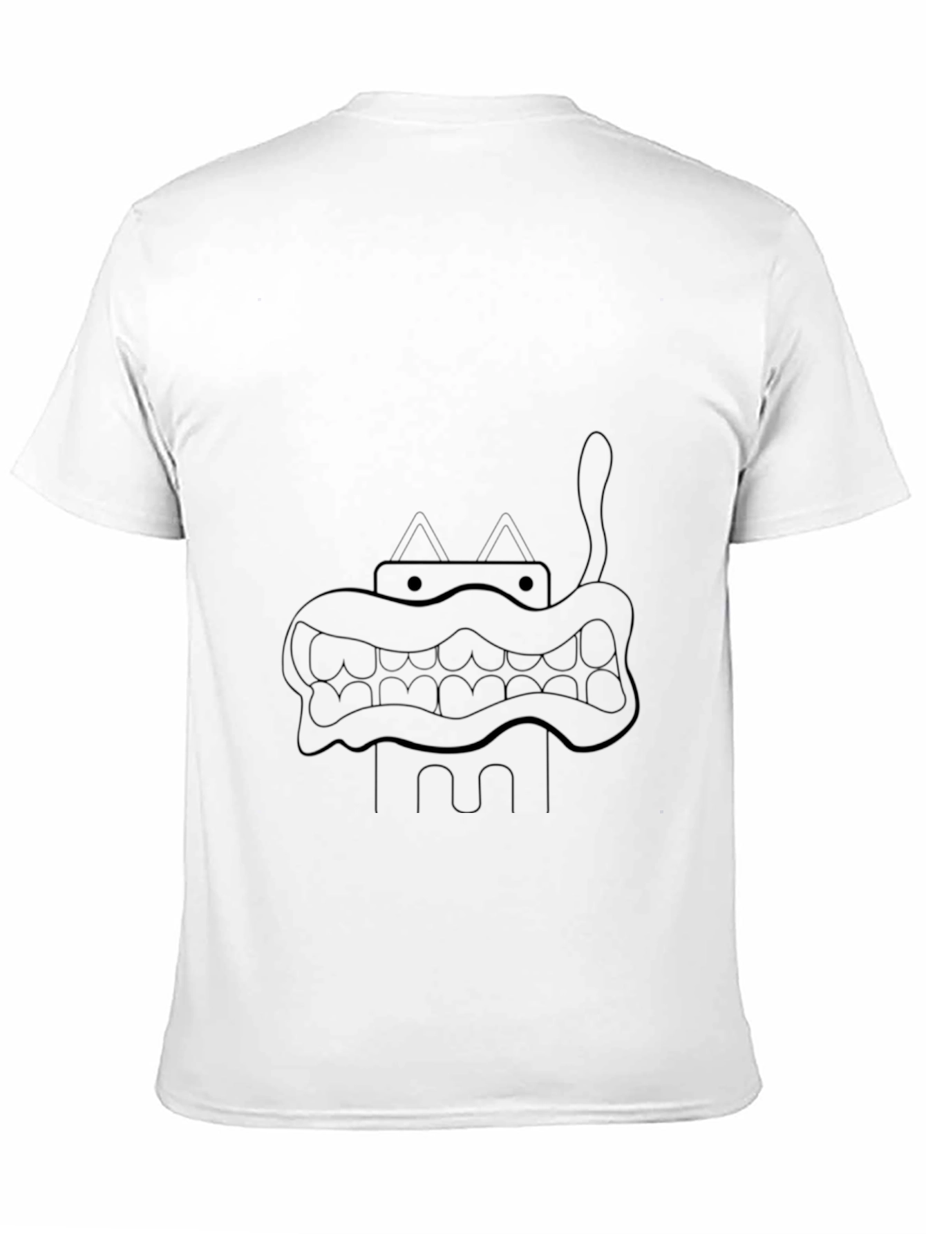 Cartoon Monster Graphic Tee - Black Cotton Blend