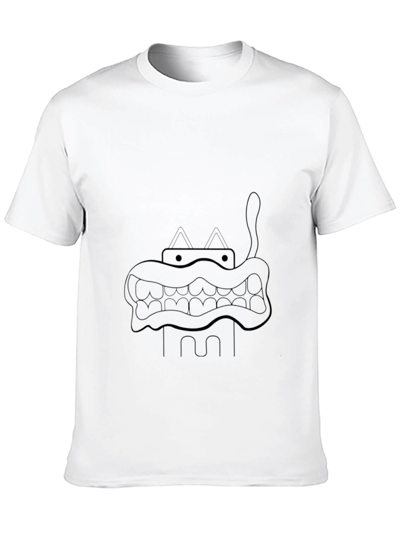 Cartoon Monster Graphic Tee - Black Cotton Blend