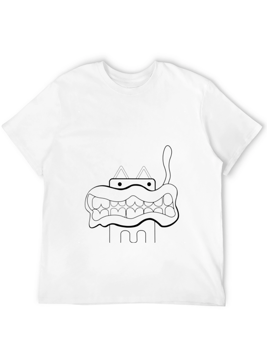 Cartoon Monster Graphic Tee - Black Cotton Blend
