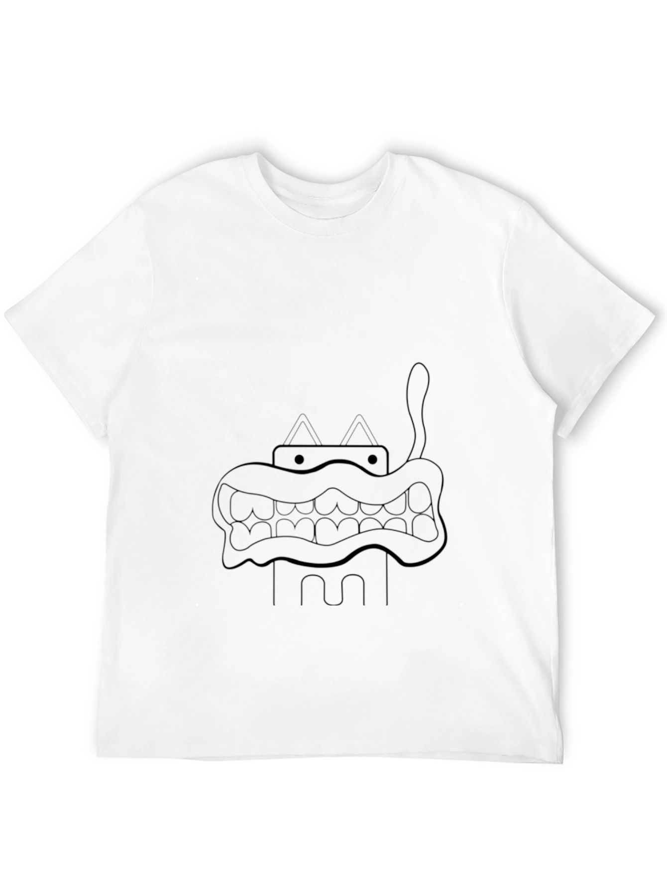 Cartoon Monster Graphic Tee - Black Cotton Blend