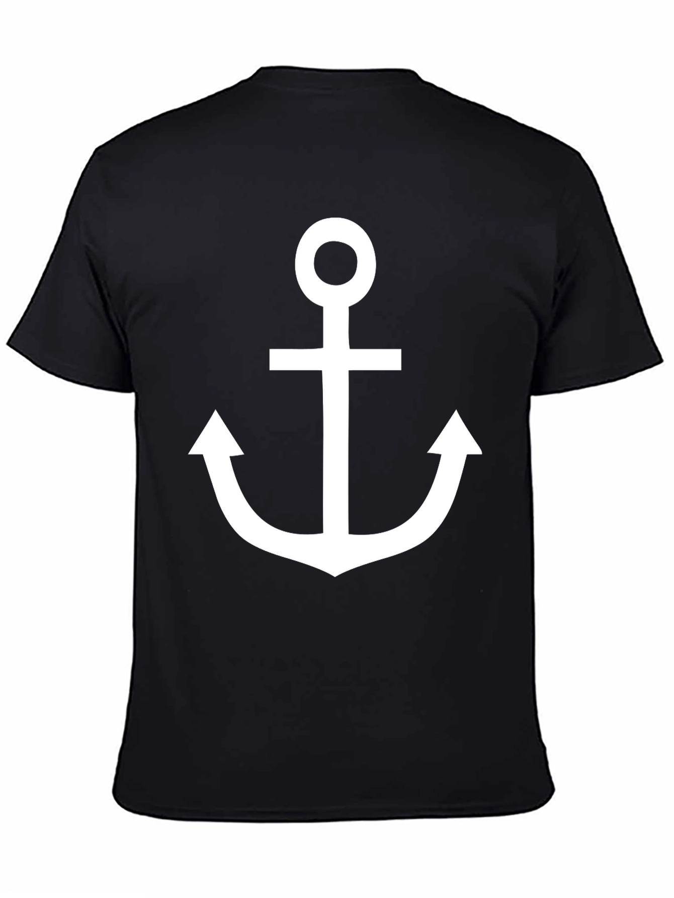 Nautical Anchor Graphic T-Shirt - Classic Black Cotton Tee