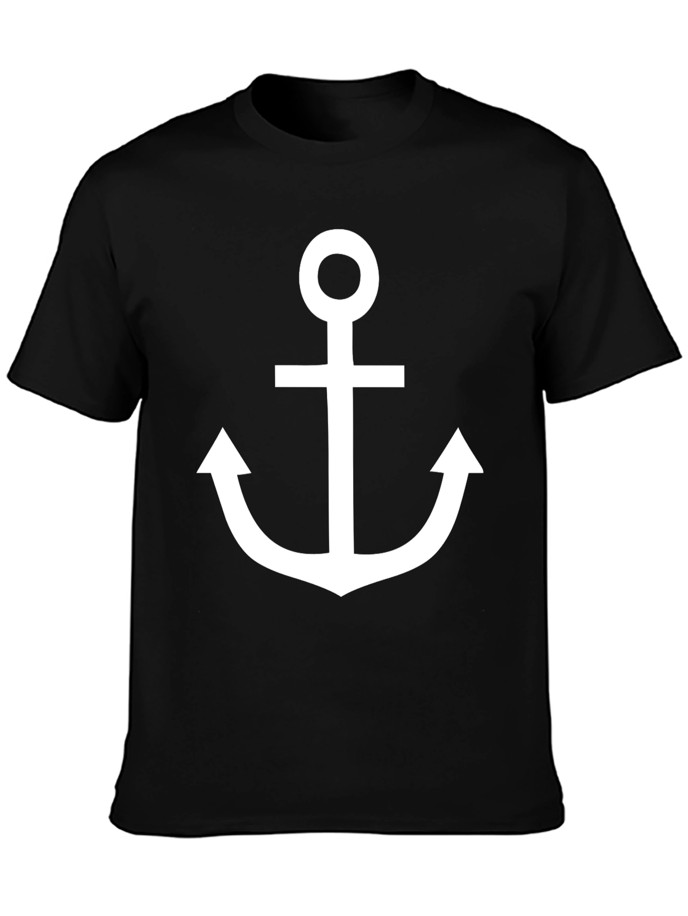 Nautical Anchor Graphic T-Shirt - Classic Black Cotton Tee