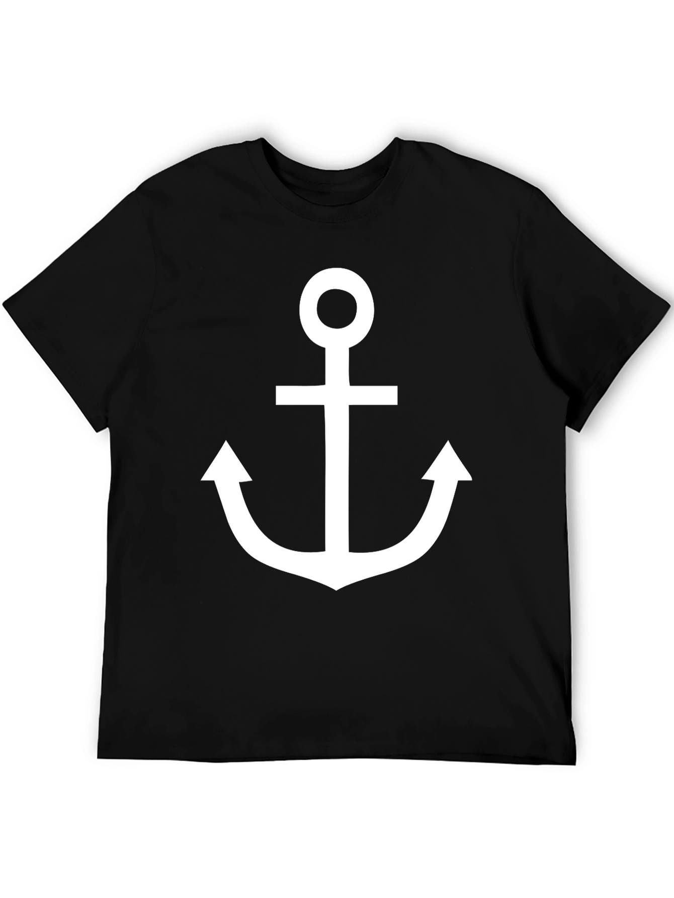 Nautical Anchor Graphic T-Shirt - Classic Black Cotton Tee