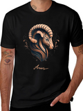Aries Zodiac Graphic Tee - Black Stylish Design