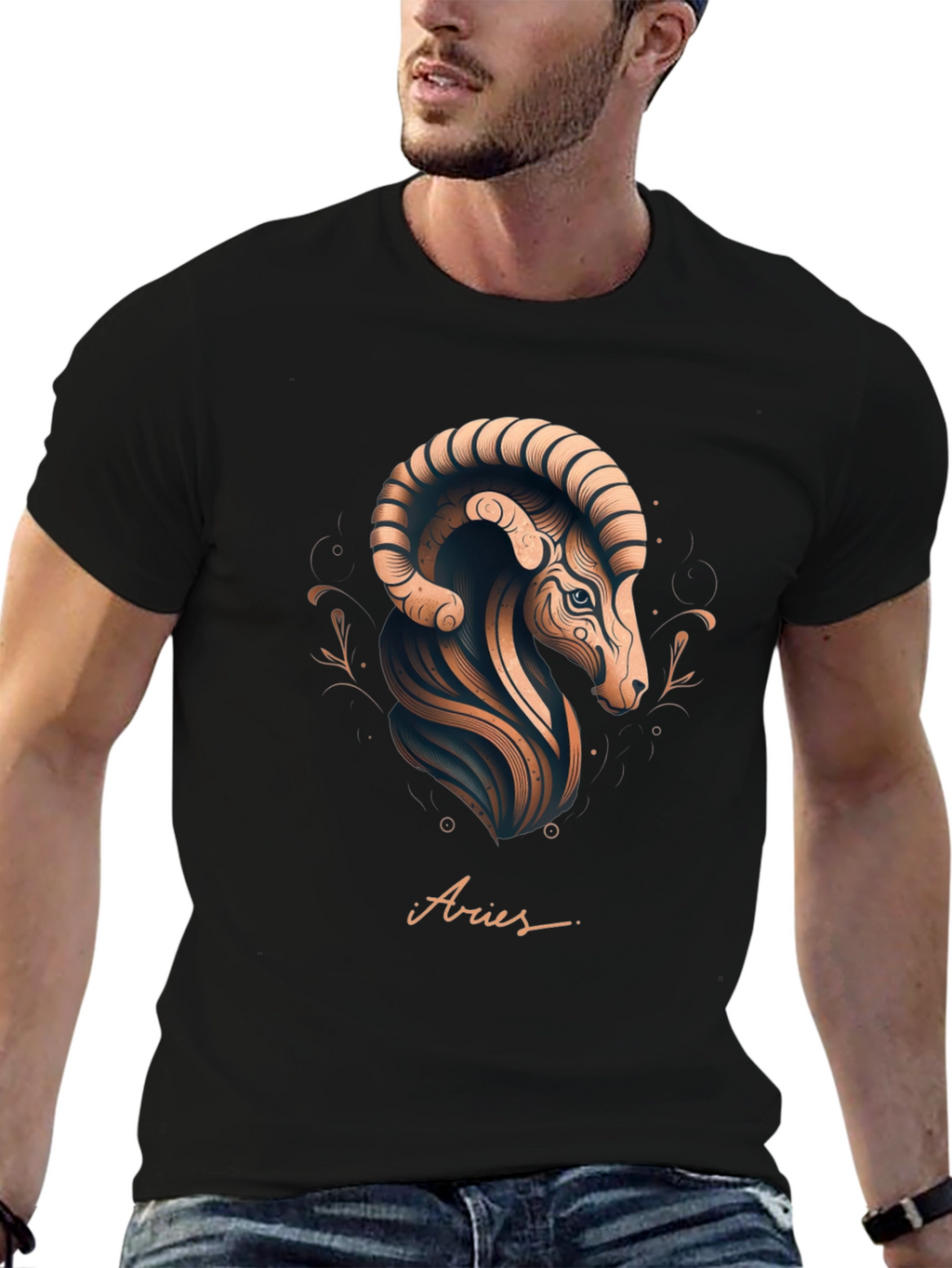 Aries Zodiac Graphic Tee - Black Stylish Design