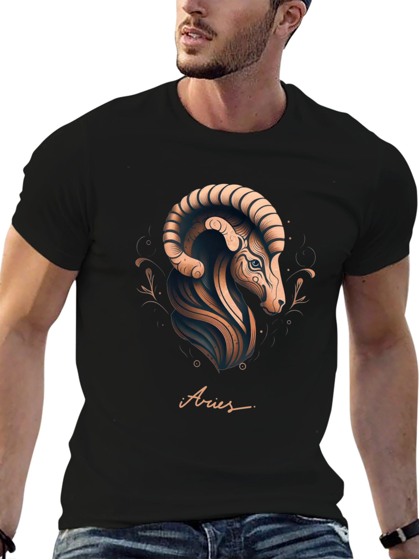 Aries Zodiac Graphic Tee - Black Stylish Design