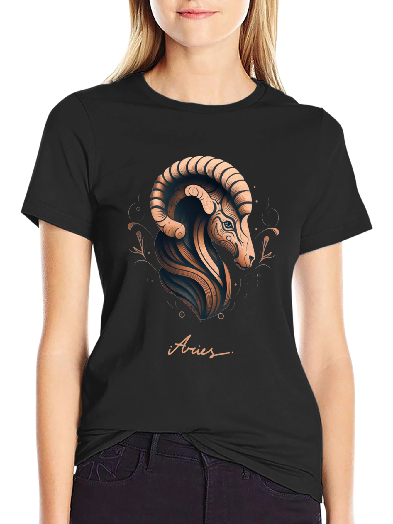 Aries Zodiac Graphic Tee - Black Stylish Design