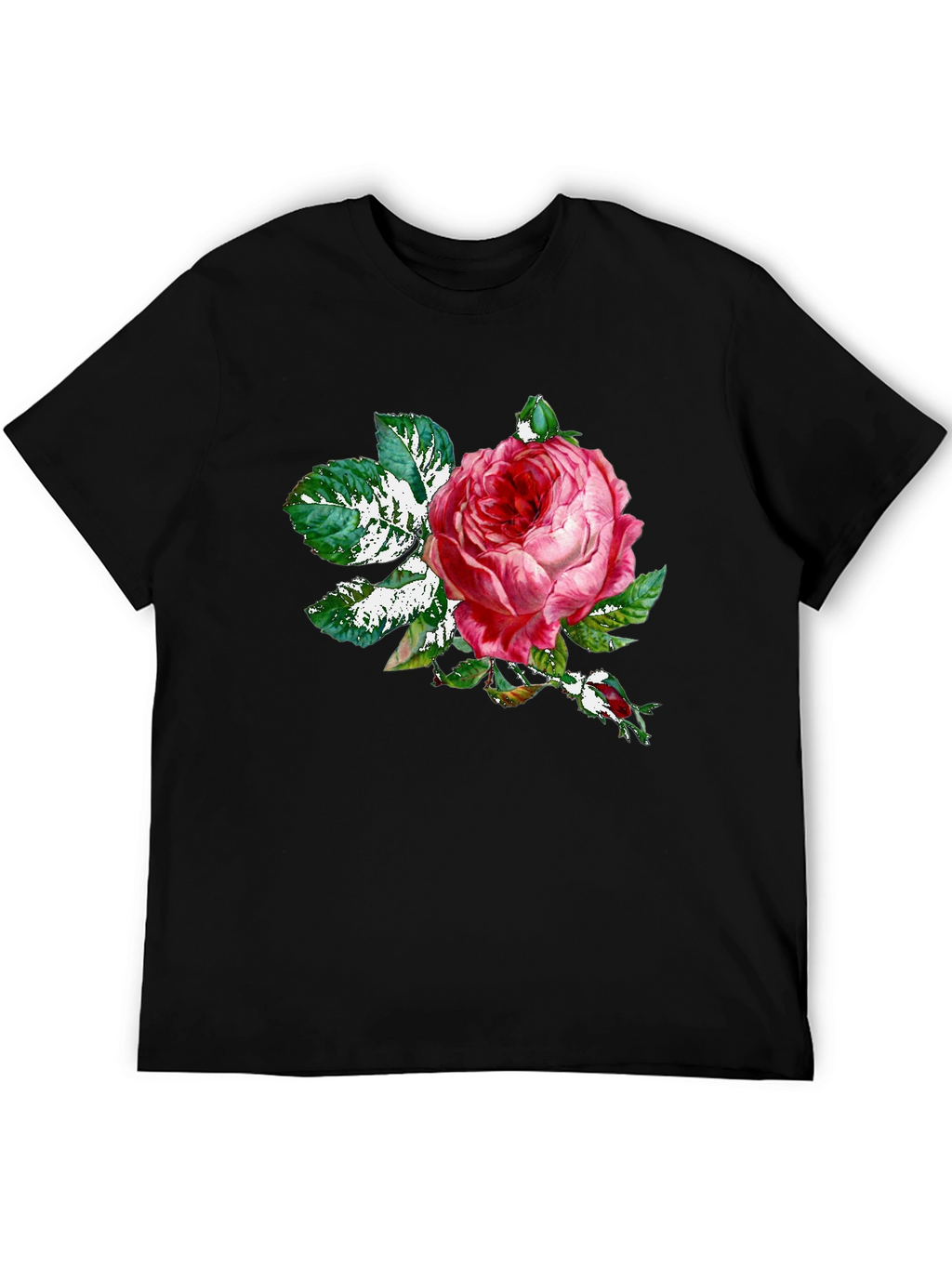 Rose Graphic Tee - Black Cotton T-Shirt