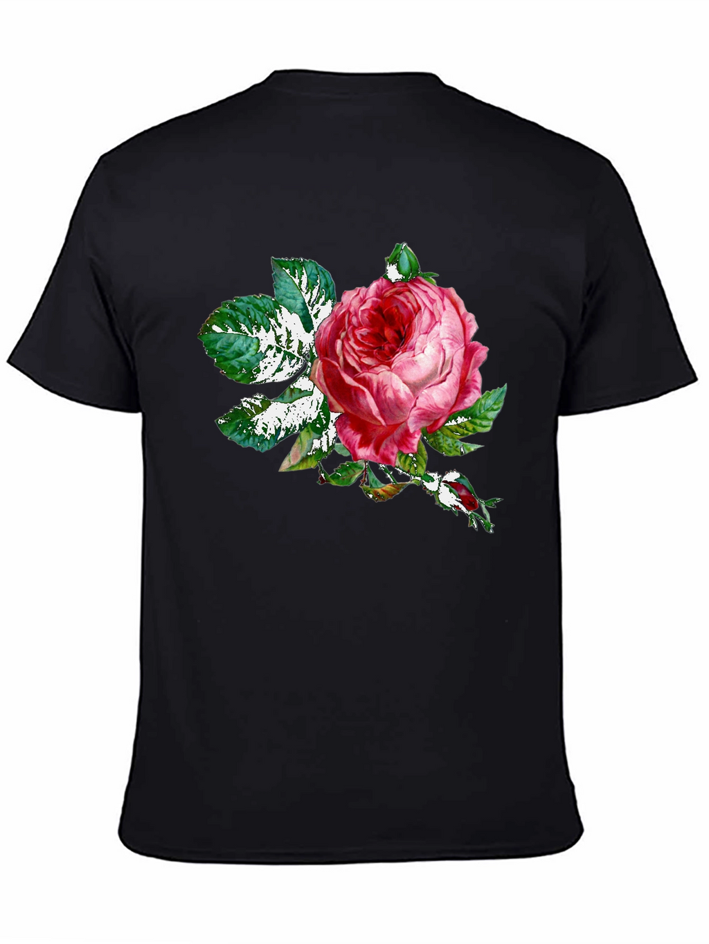 Rose Graphic Tee - Black Cotton T-Shirt