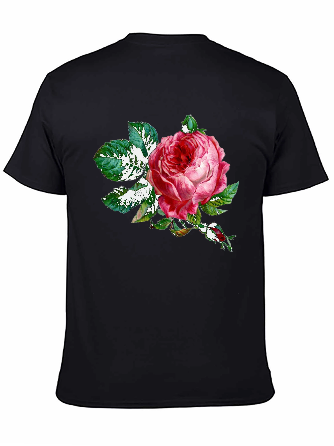 Rose Graphic Tee - Black Cotton T-Shirt