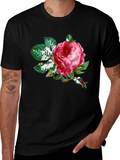 Rose Graphic Tee - Black Cotton T-Shirt