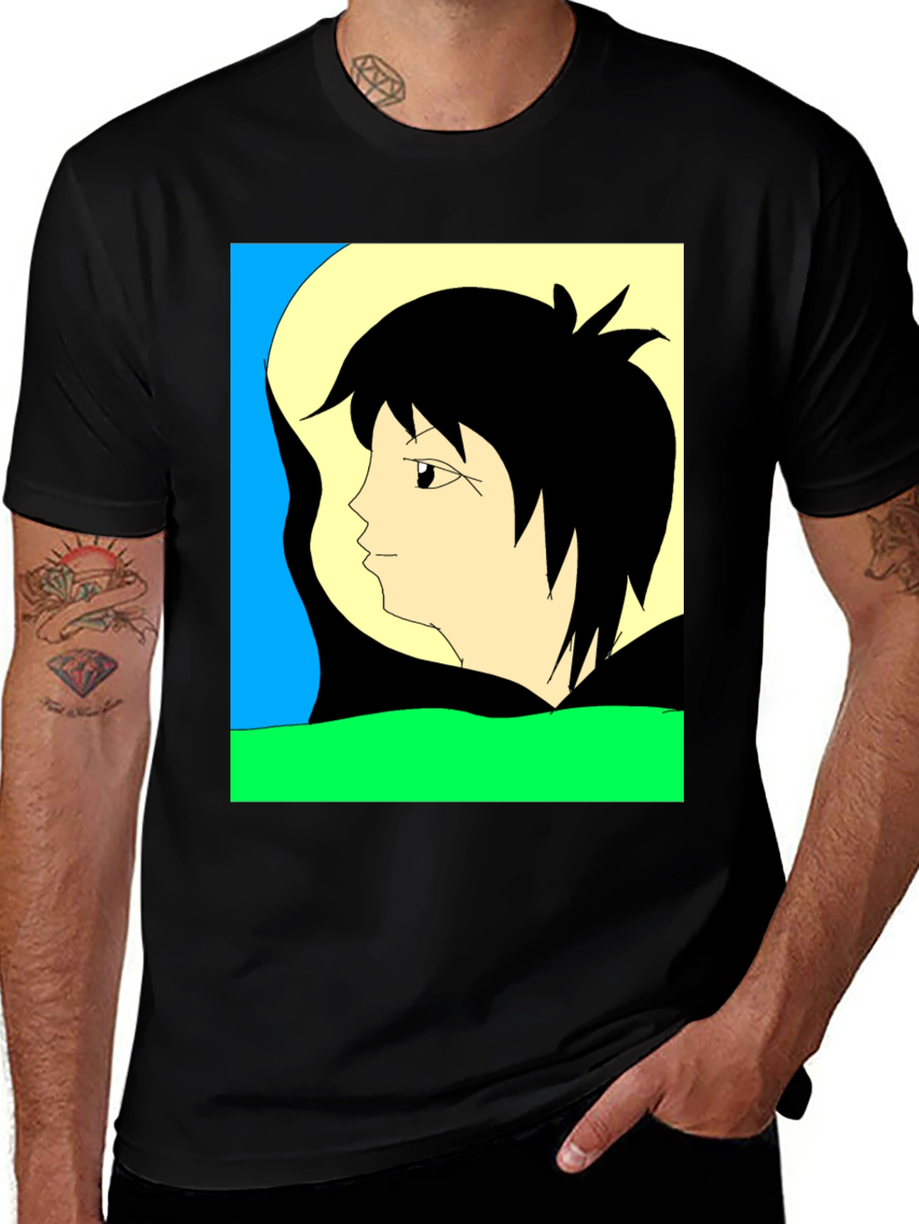 Anime Graphic Tee - Black Short Sleeve Shirt