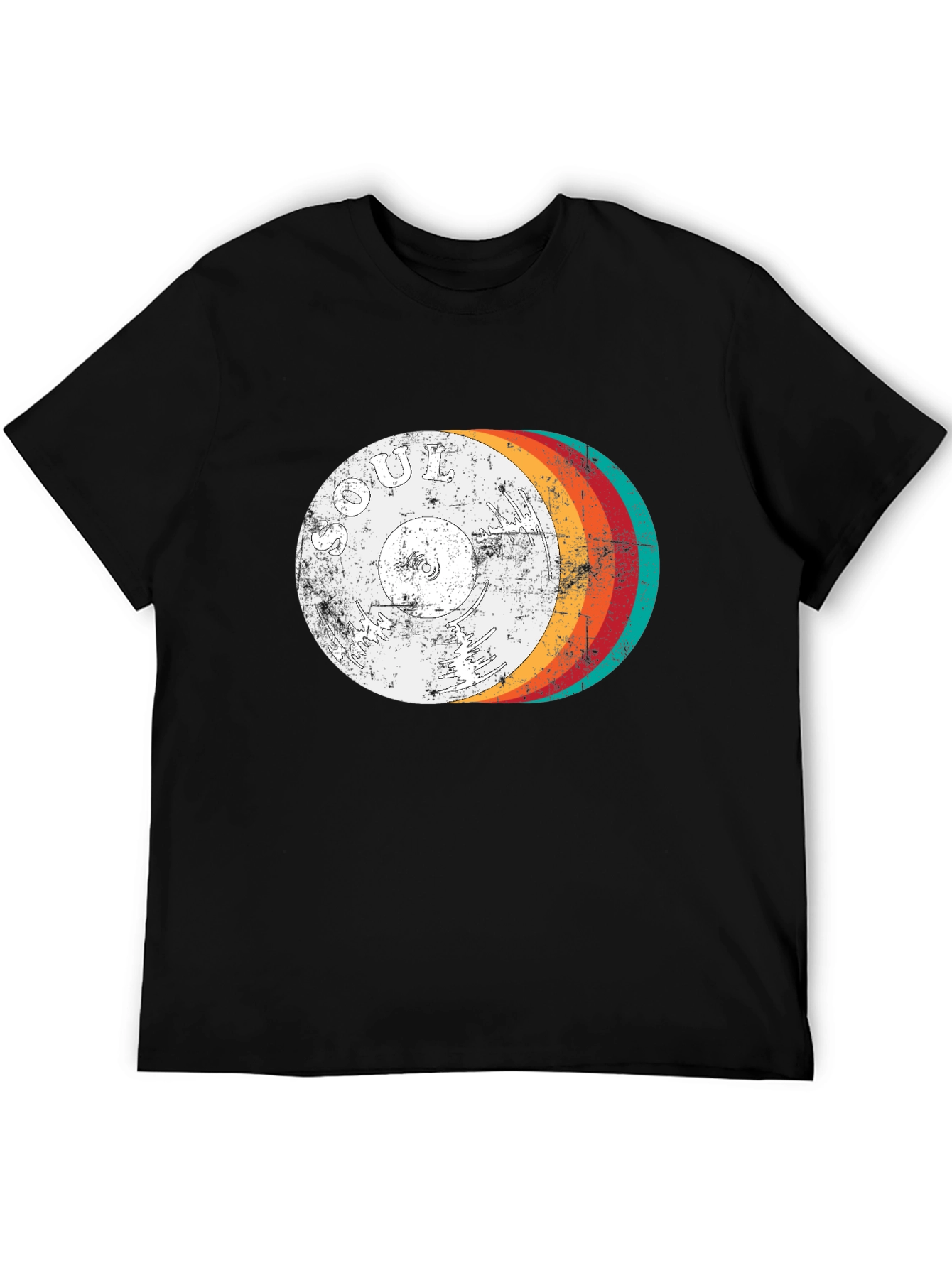 Retro Soul Music Record Graphic Tee - Black