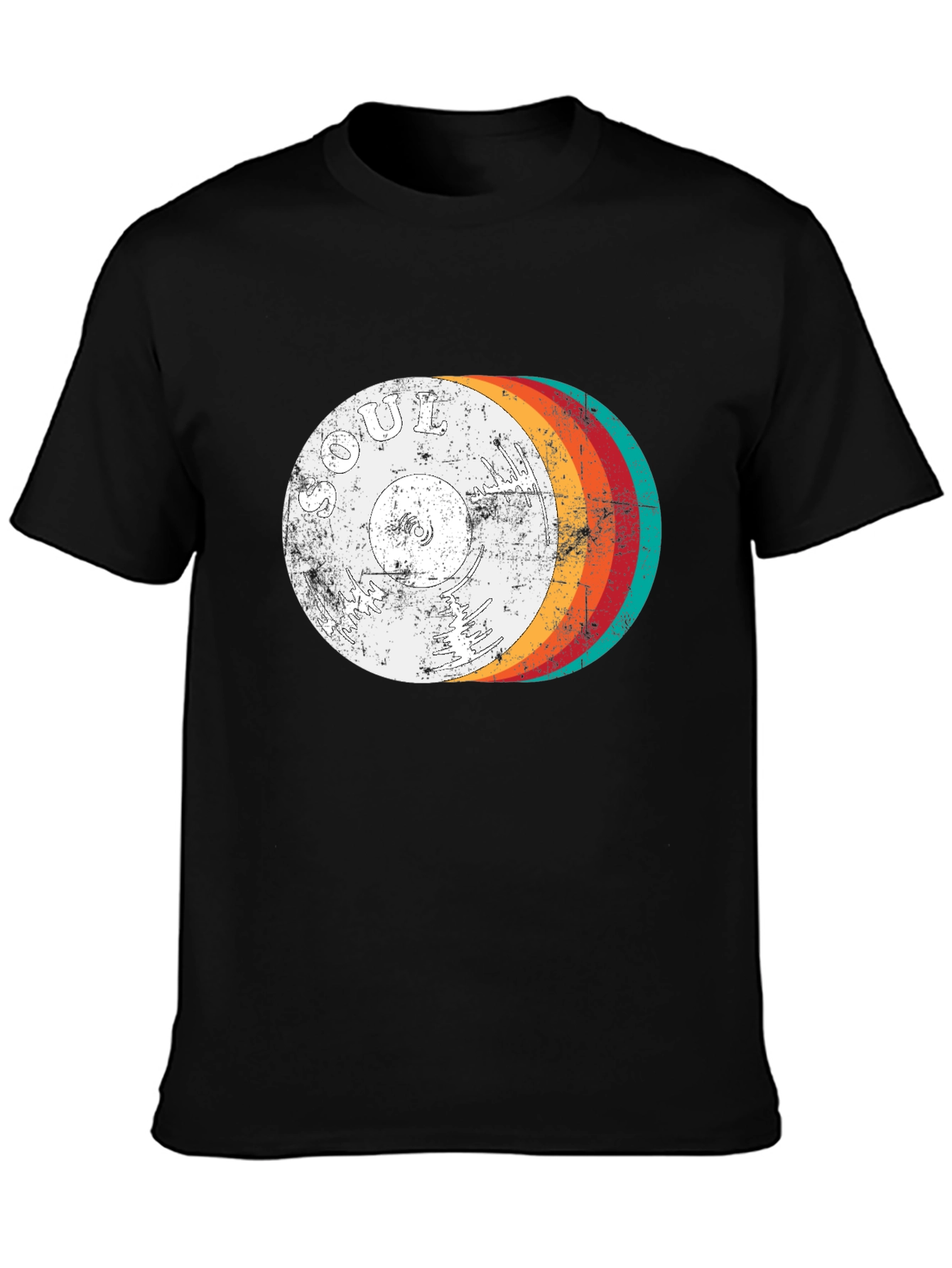 Retro Soul Music Record Graphic Tee - Black