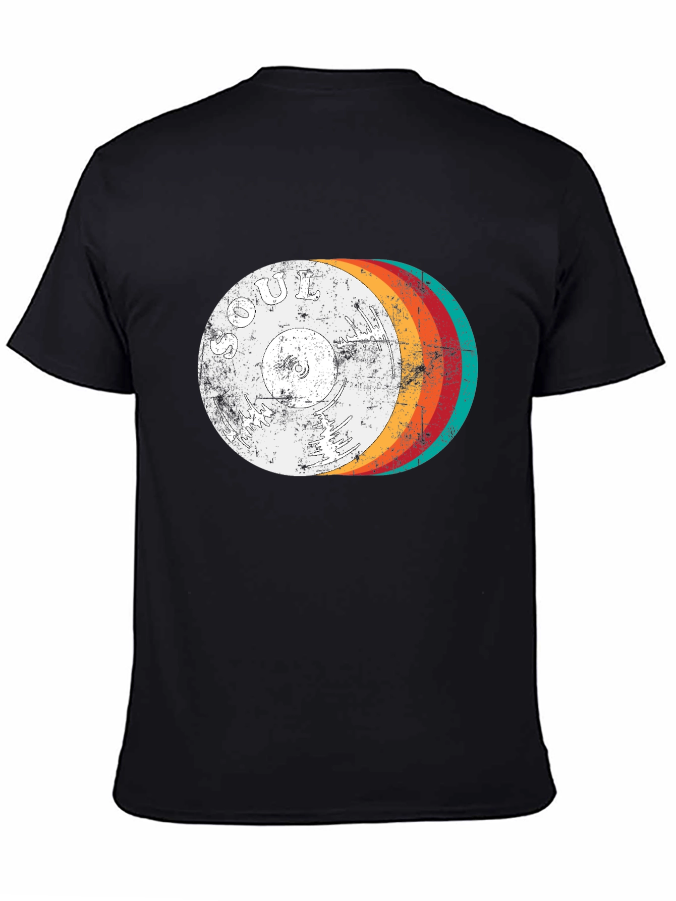Retro Soul Music Record Graphic Tee - Black