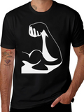 Muscle Graphic Tee - Black Cotton T-Shirt