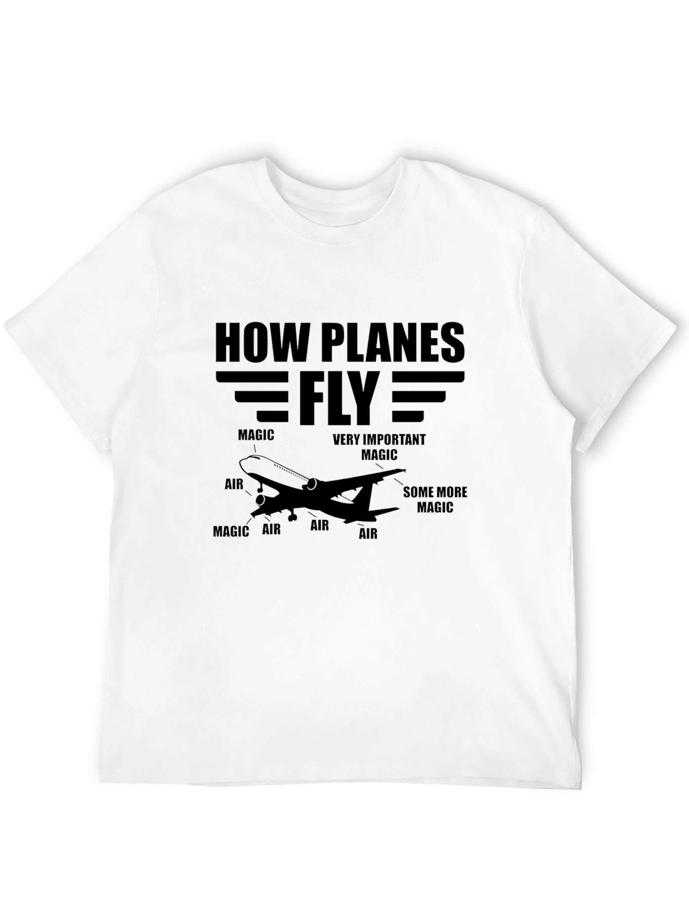 How Planes Fly Black Graphic T-Shirt
