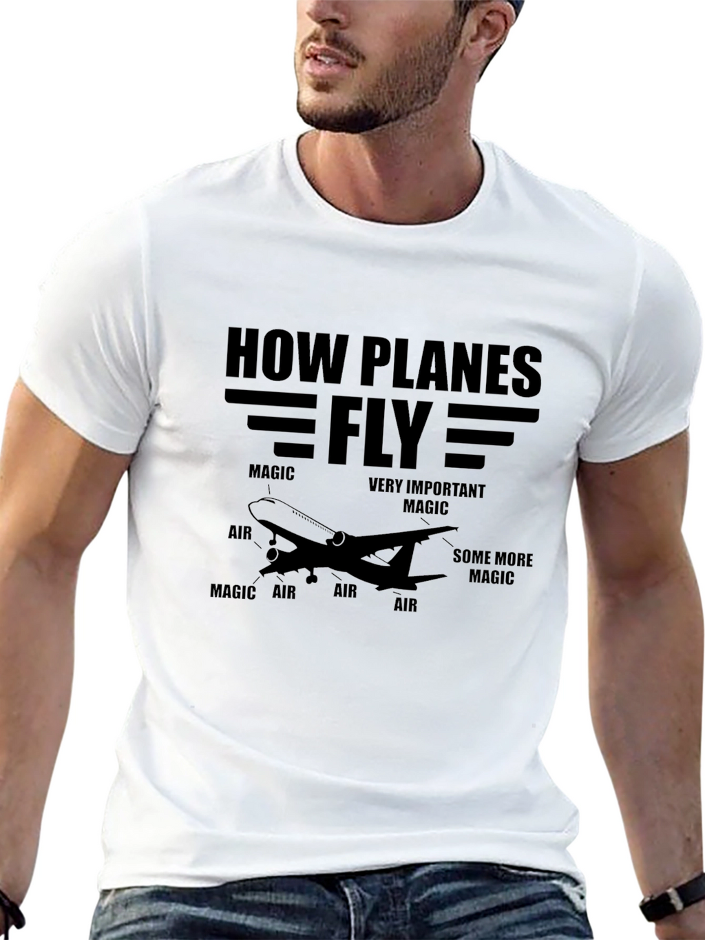 How Planes Fly Black Graphic T-Shirt