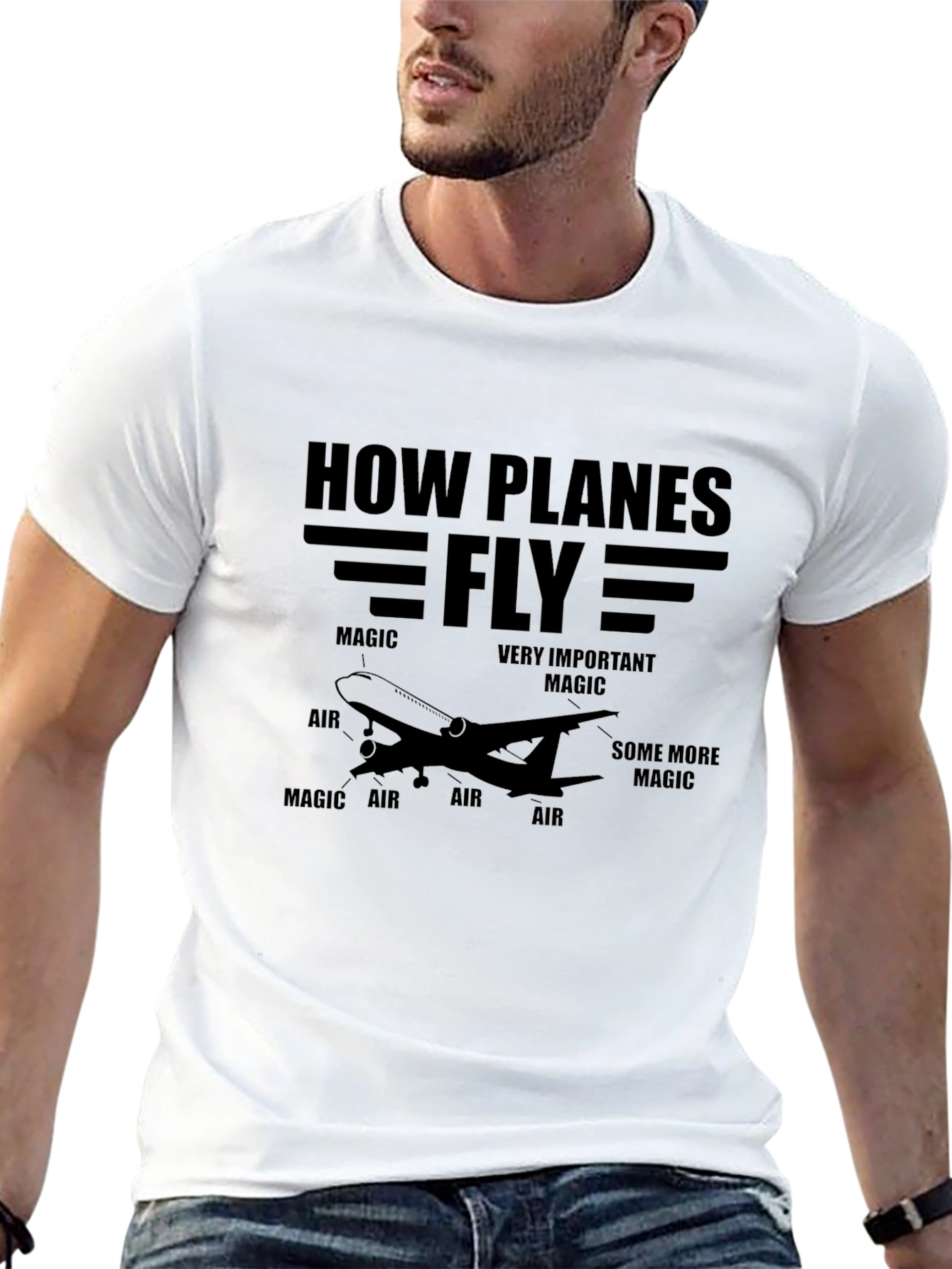 How Planes Fly Black Graphic T-Shirt