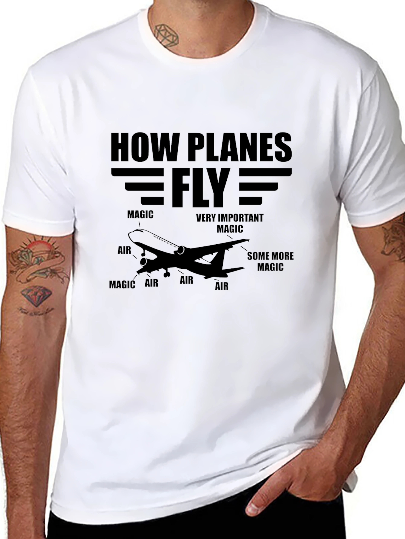 How Planes Fly Black Graphic T-Shirt