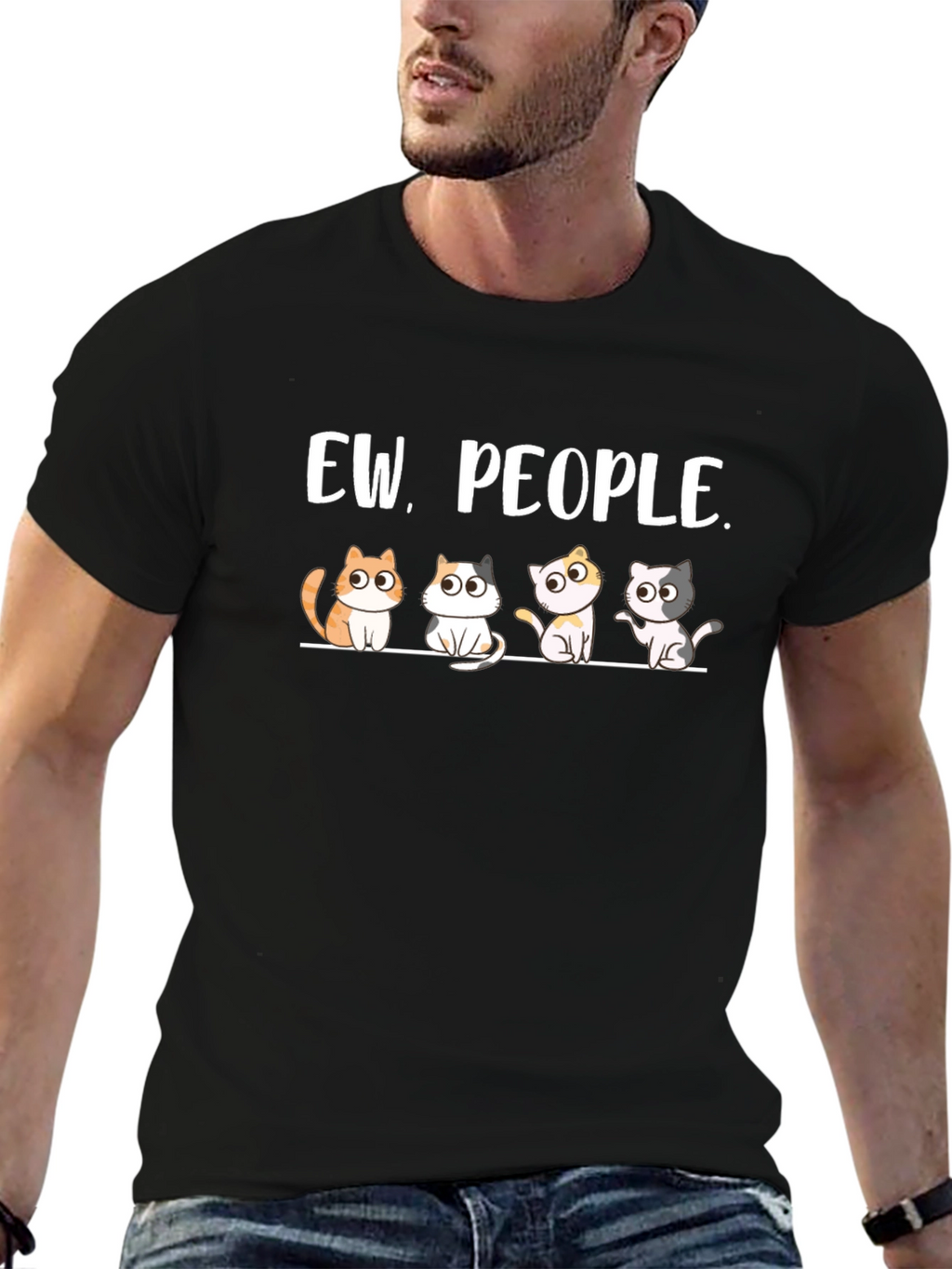 Ew People Cats Graphic T-Shirt - Unisex Cotton Tee