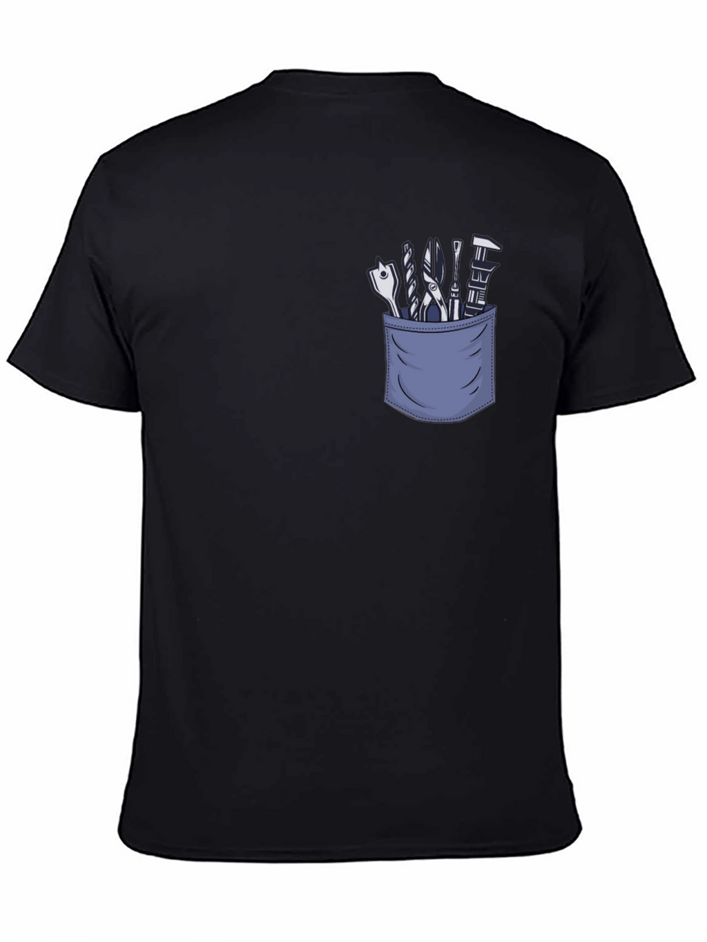 Mens Black T-Shirt with Tool Pocket Graphic