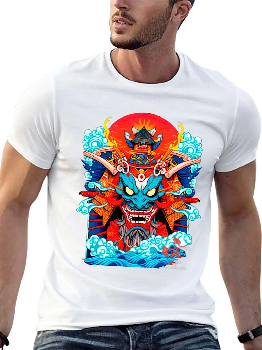 Samurai Dragon Graphic Black T-Shirt
