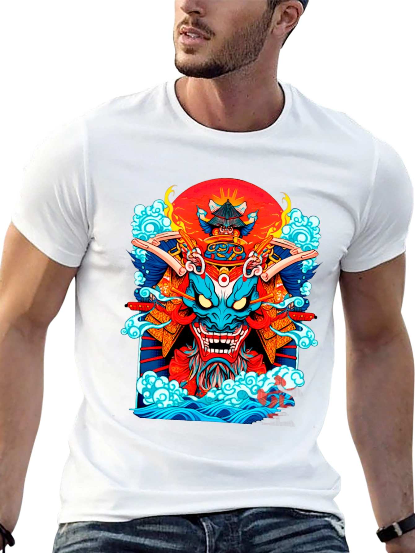 Samurai Dragon Graphic Black T-Shirt