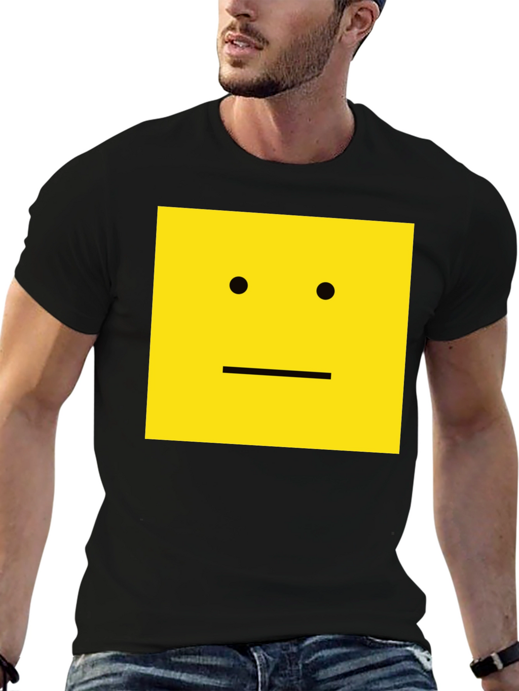 Square Face Graphic T-Shirt - Black Cotton Tee