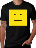 Square Face Graphic T-Shirt - Black Cotton Tee