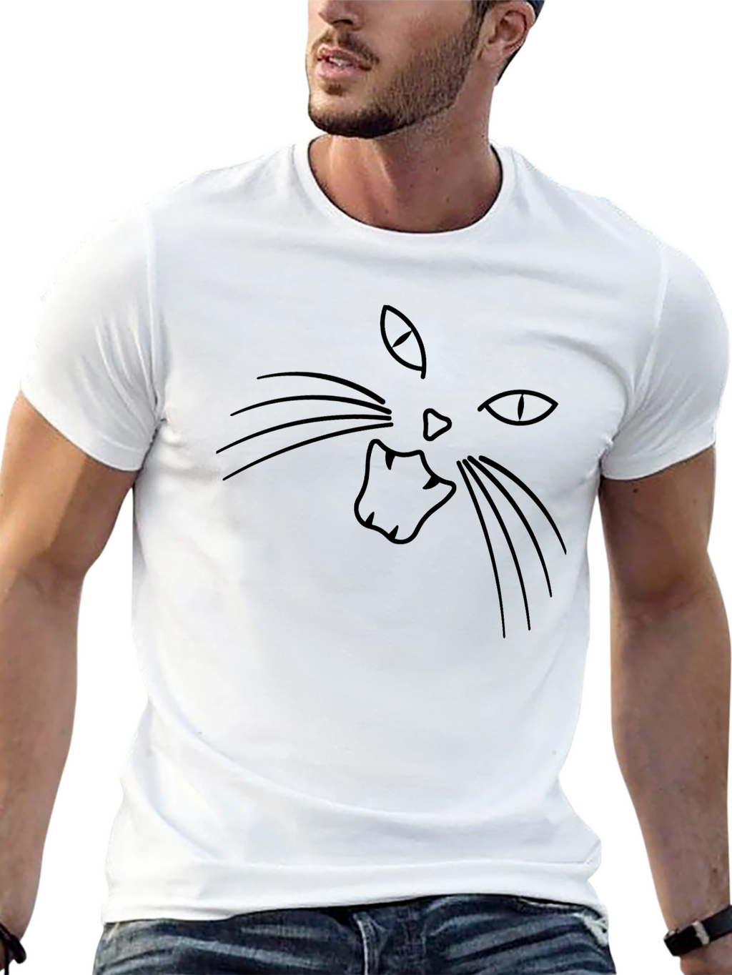 Black Cat Graphic Tee - Mens Casual Shirt