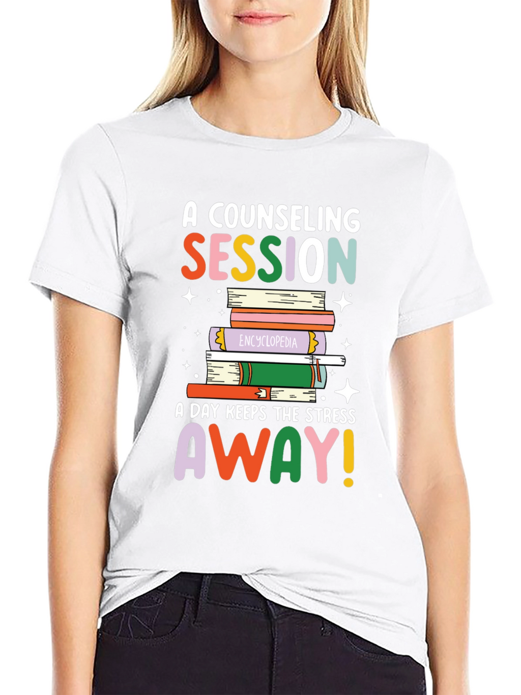 Counseling Session Book Stack Graphic Tee