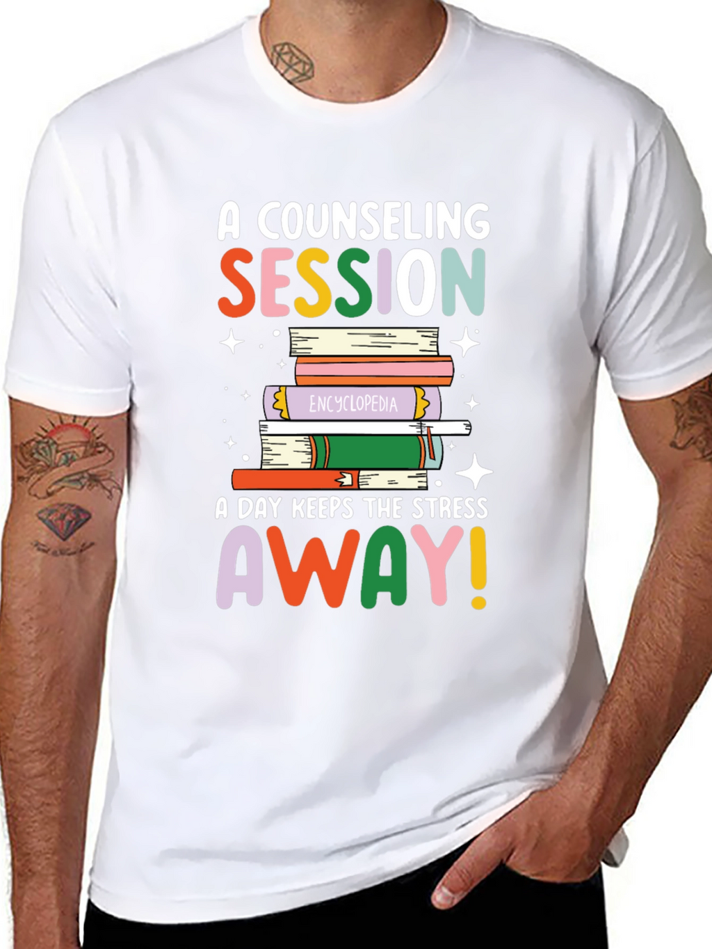 Counseling Session Book Stack Graphic Tee