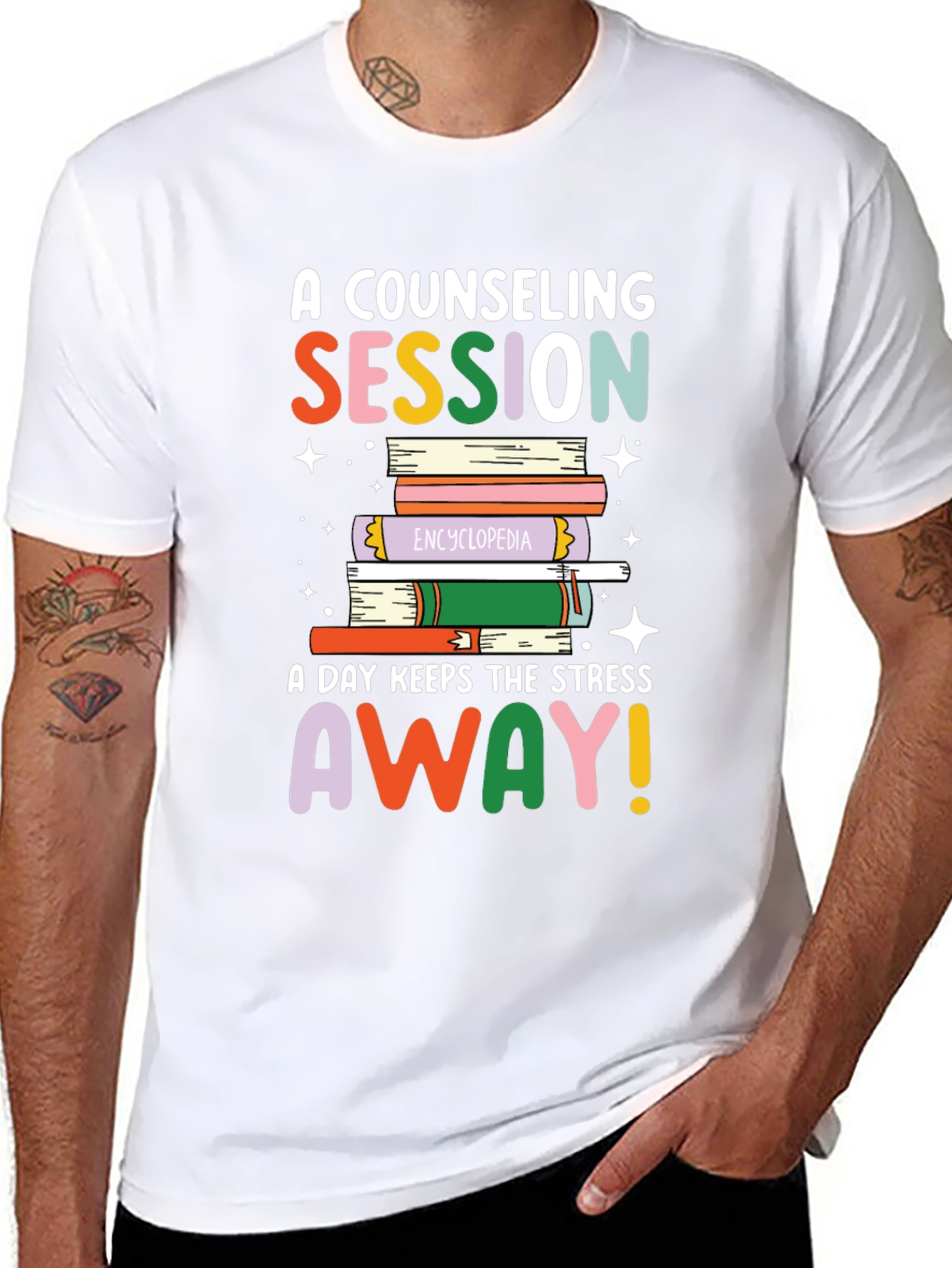 Counseling Session Book Stack Graphic Tee