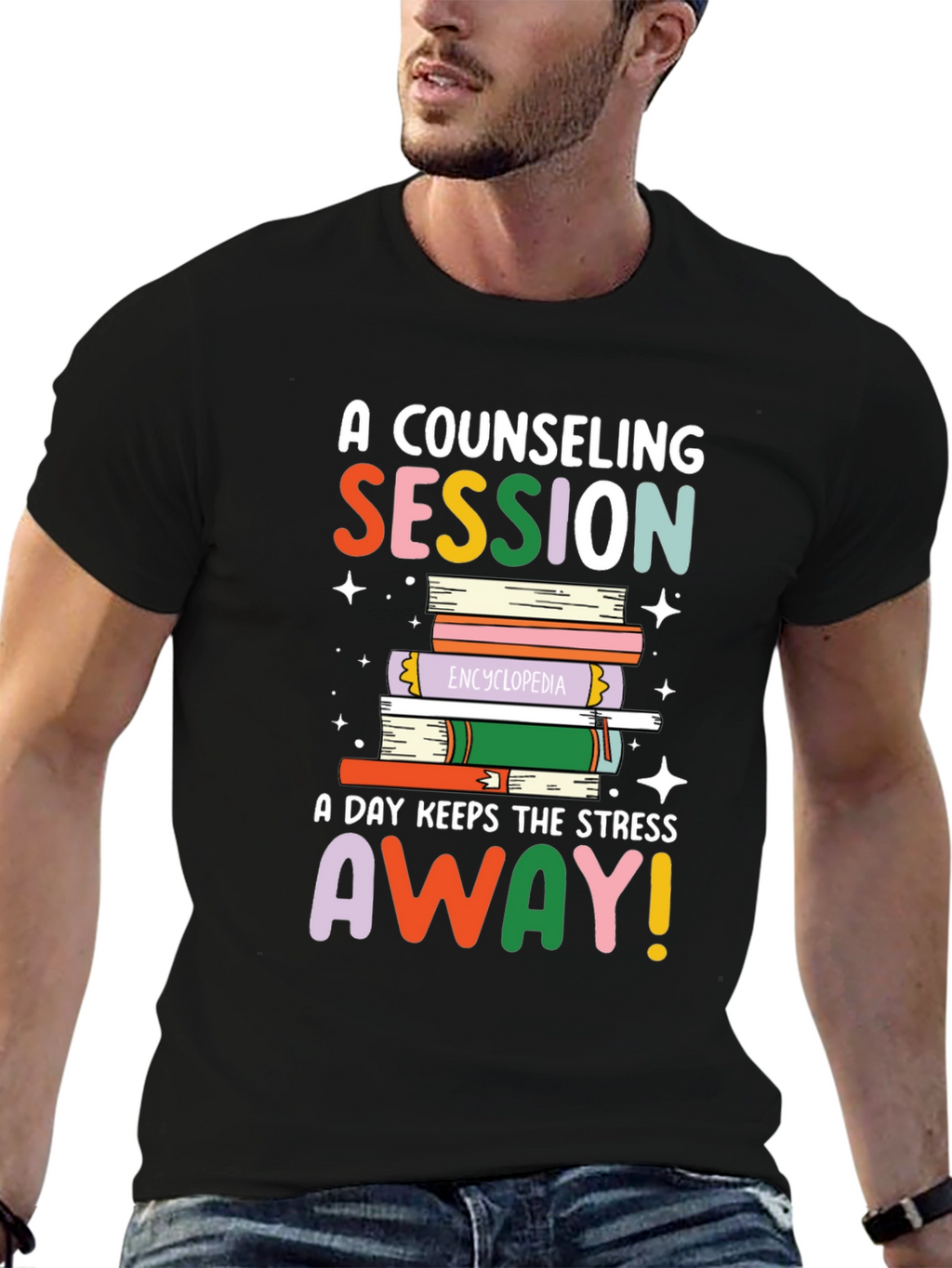 Counseling Session Book Stack Graphic Tee