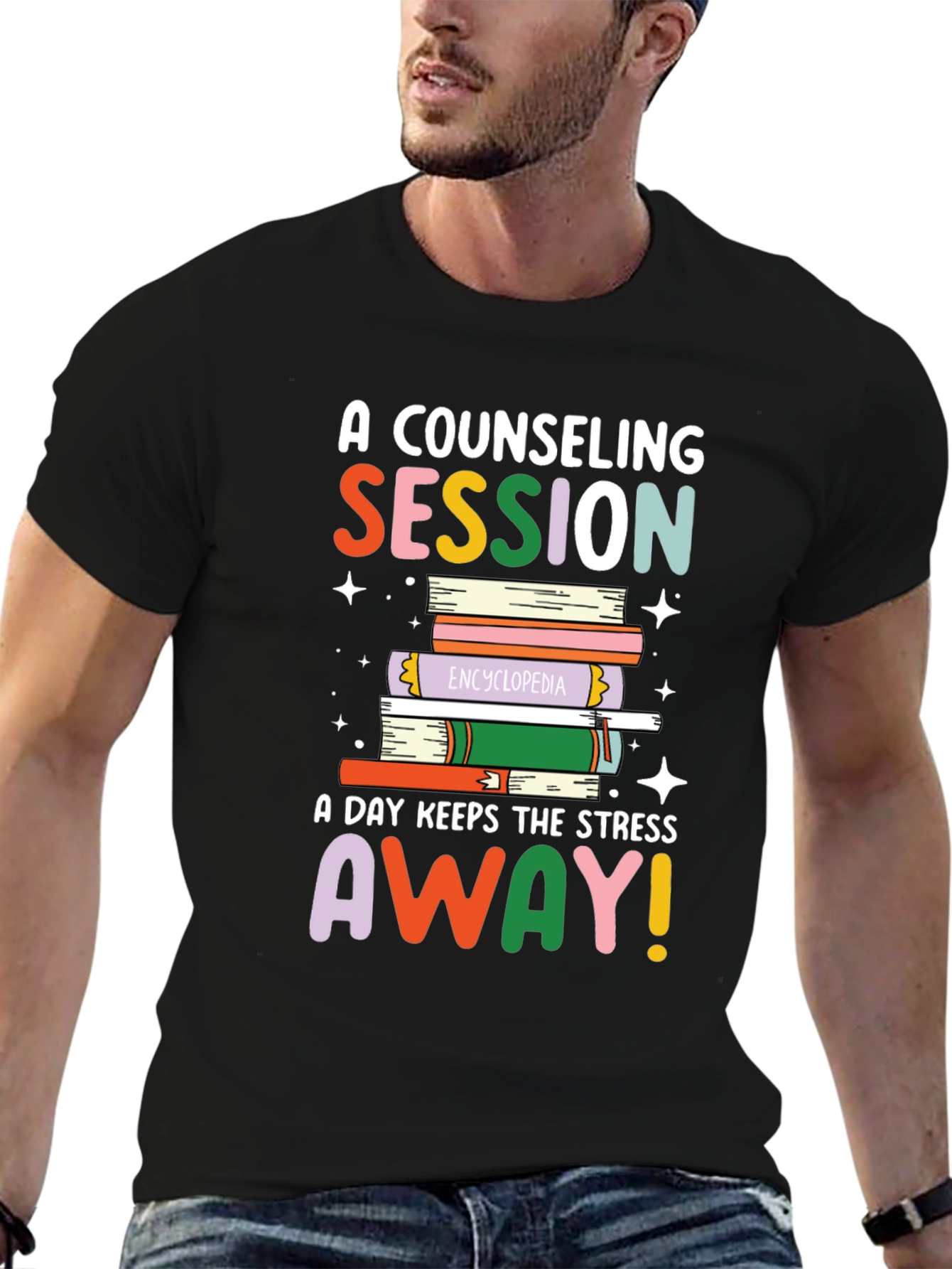 Counseling Session Book Stack Graphic Tee