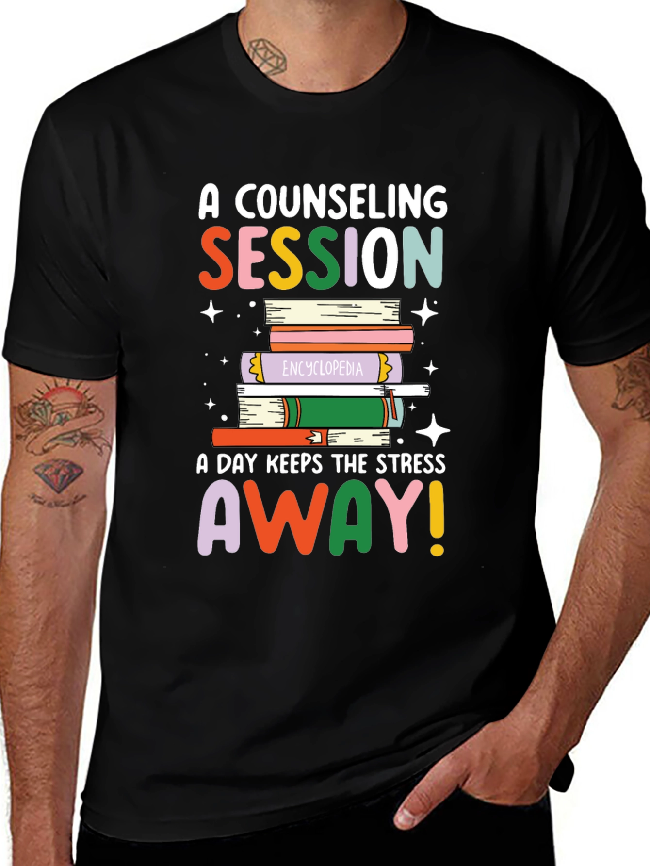Counseling Session Book Stack Graphic Tee