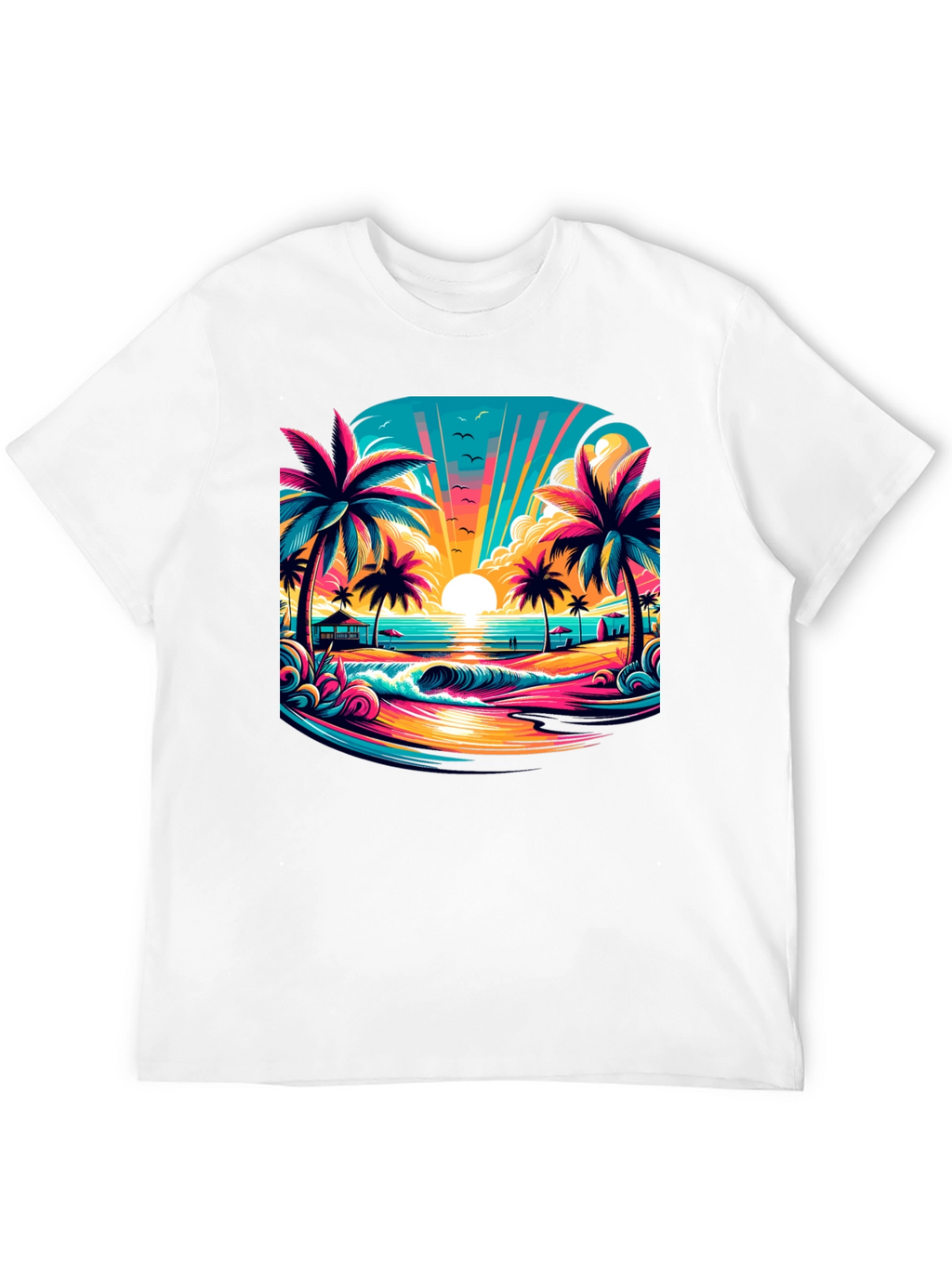 Vibrant Sunset Beach Graphic Tee