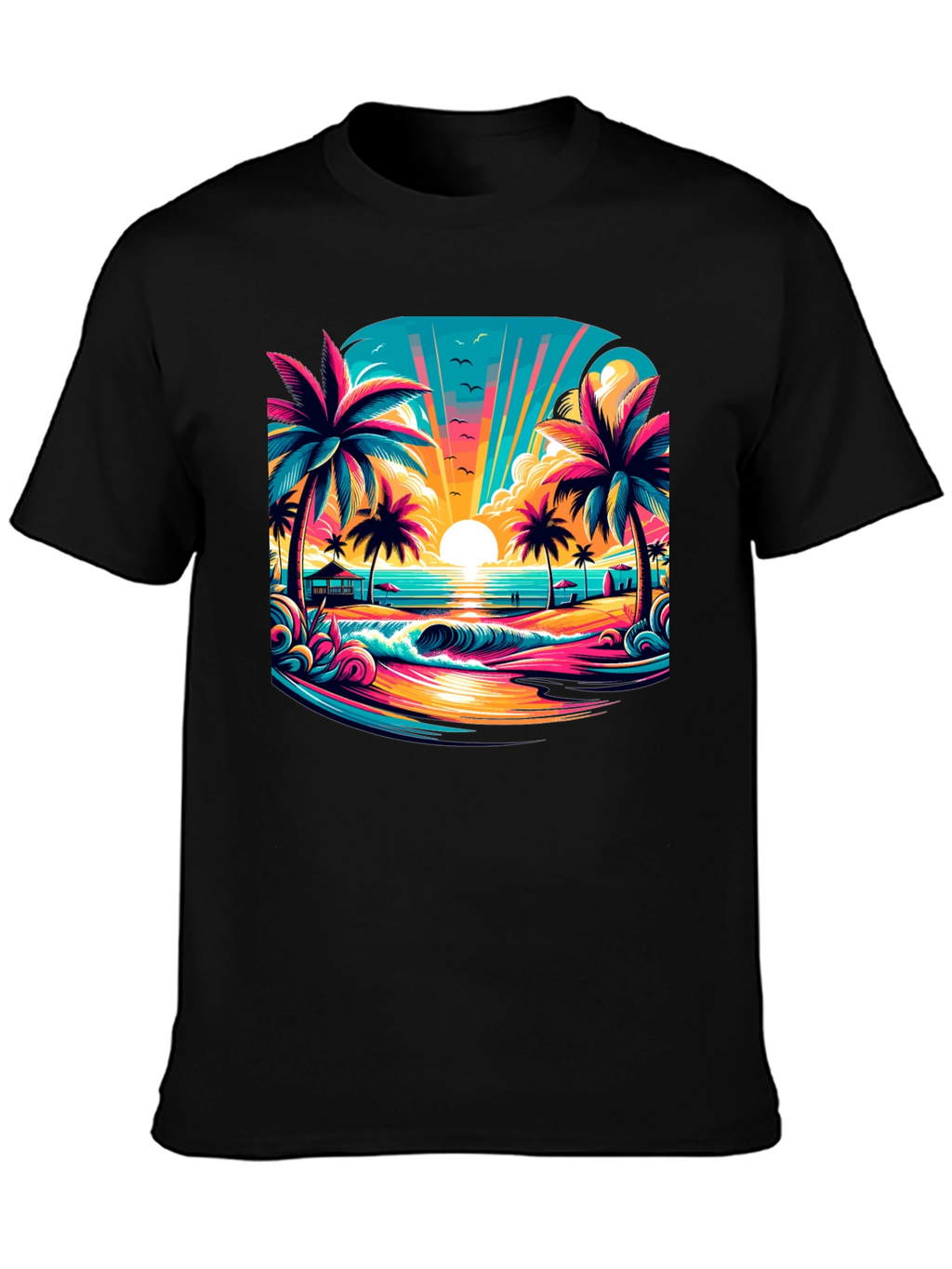 Vibrant Sunset Beach Graphic Tee