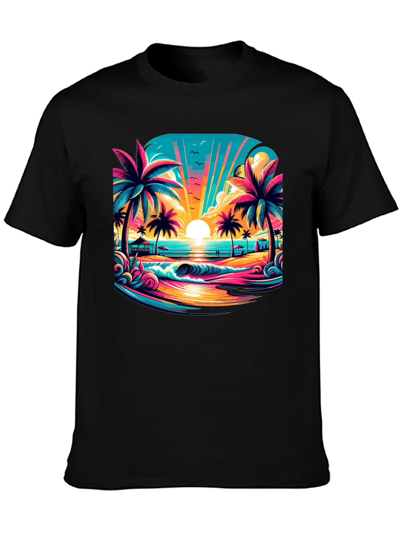 Vibrant Sunset Beach Graphic Tee