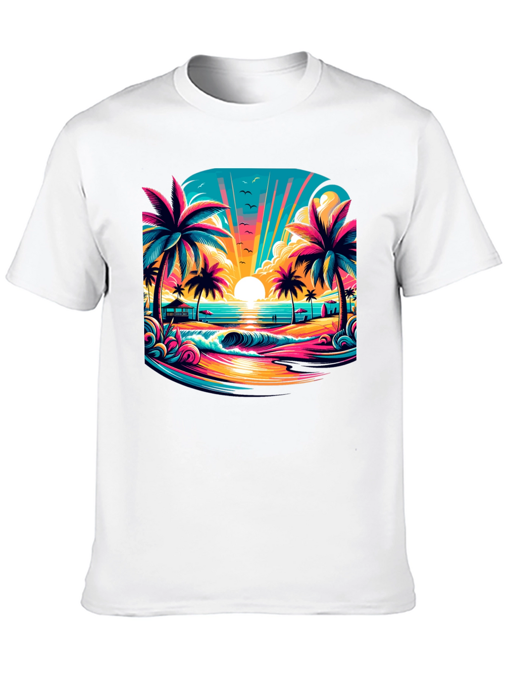 Vibrant Sunset Beach Graphic Tee