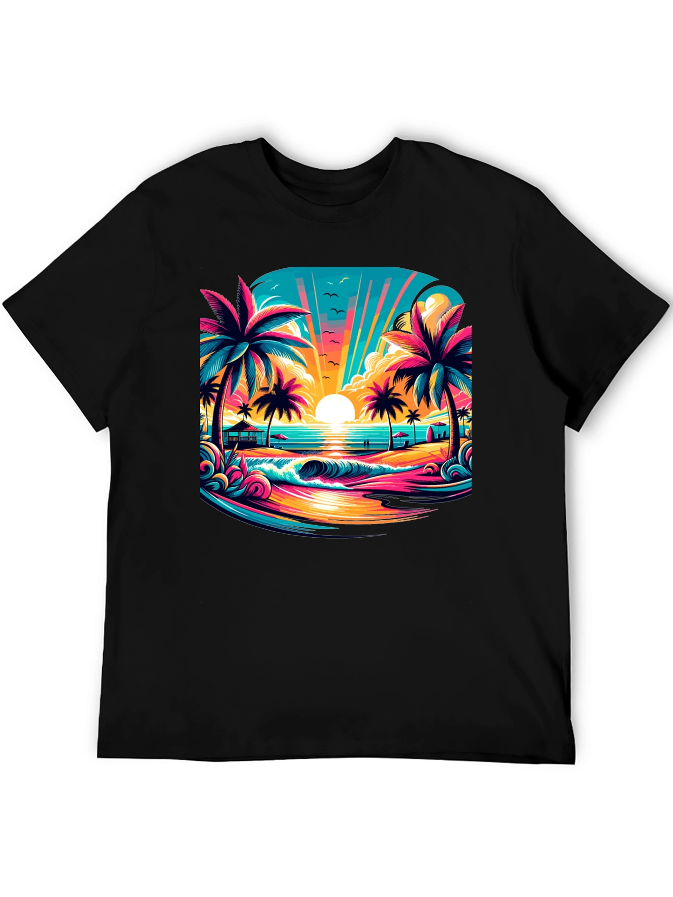 Vibrant Sunset Beach Graphic Tee