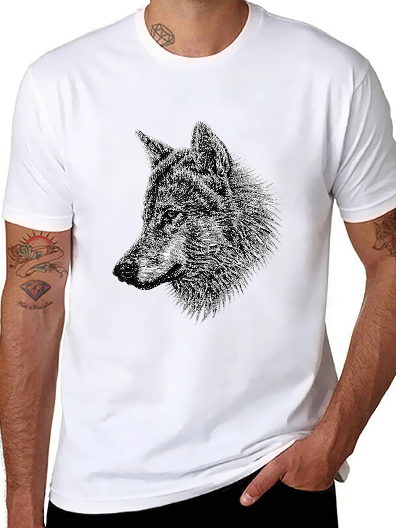 Wolf Graphic Tee - Black Cotton T-Shirt