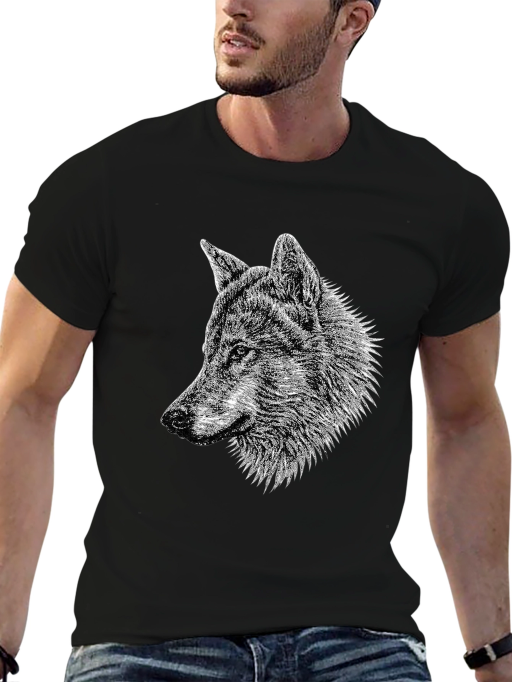 Wolf Graphic Tee - Black Cotton T-Shirt