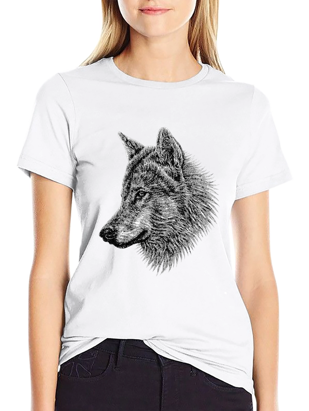 Wolf Graphic Tee - Black Cotton T-Shirt