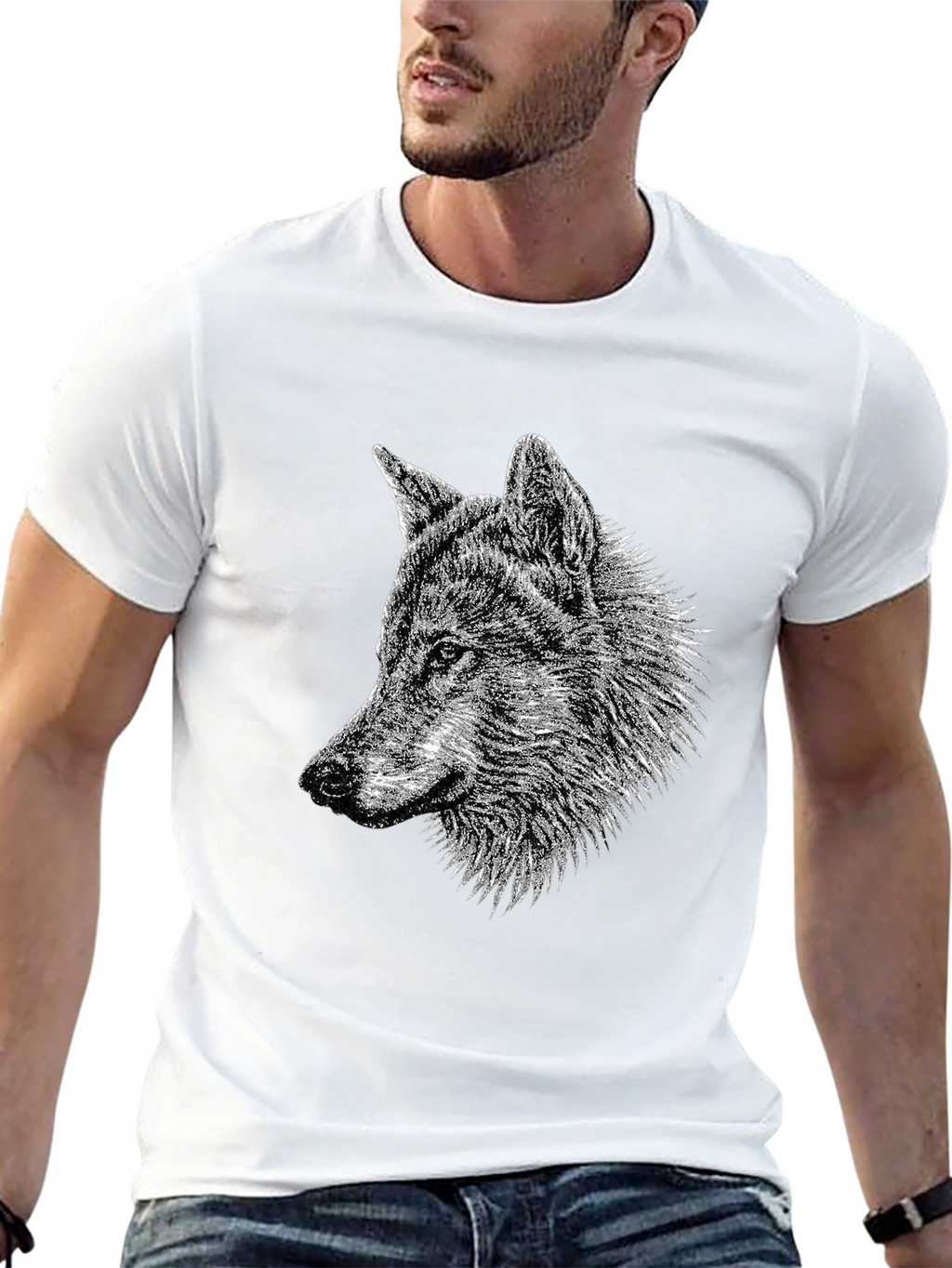 Wolf Graphic Tee - Black Cotton T-Shirt