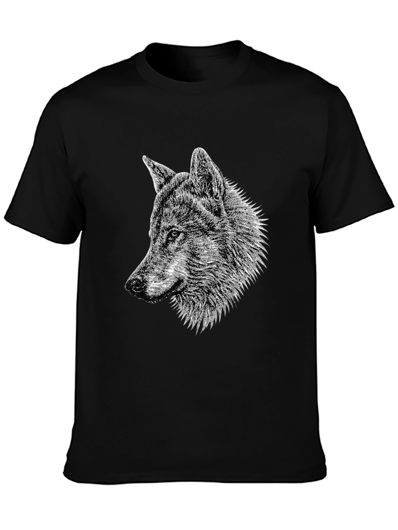 Wolf Graphic Tee - Black Cotton T-Shirt