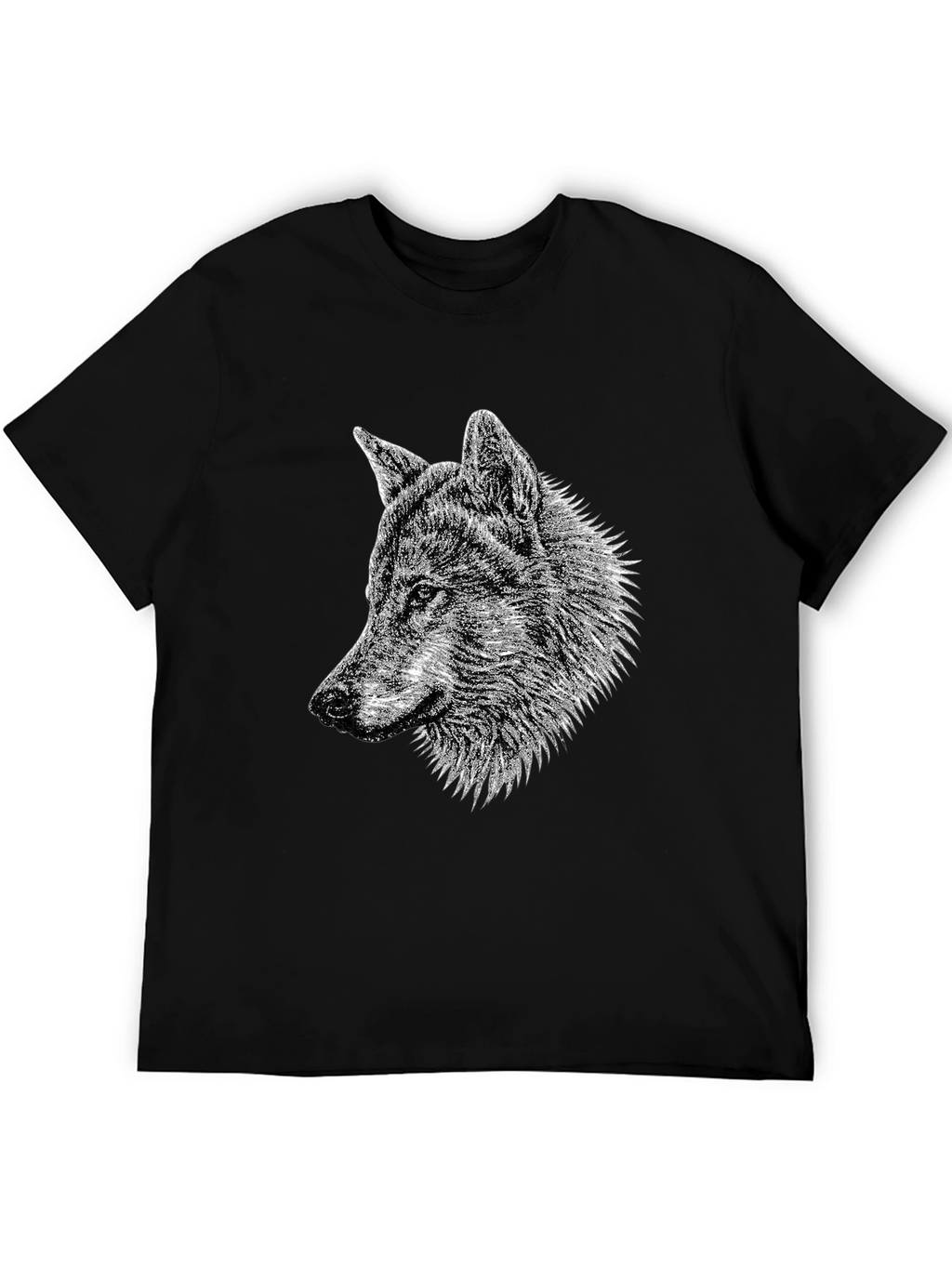 Wolf Graphic Tee - Black Cotton T-Shirt